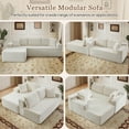 thumbnail image 3 of Muumblus Modular Sectional Sofa, Oversized L-Shape Cloud Couch, Modern Corduroy Sleeper Couches for Living Room, No Assembly Required, Beige White (Left Facing Chaise), 3 of 11