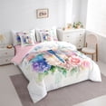 thumbnail image 3 of jejeloiu Rainbow Plant Flowers 7 Pieces Bedding Comforter Set,Kawaii Cute Dragonfly Full Bedding Set For Men Women Reversible, 3 of 8