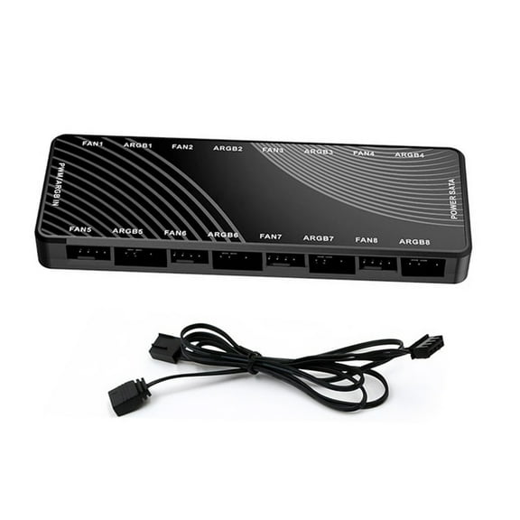Magnetic PWMs and ARGB Fan Hubs, 8 Port Splitter for Case Fans with 5V 3PIN Lighting Control, Computer Cooling Accessory