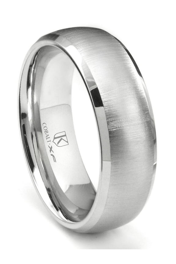 Cobalt Xf Chrome 8MM Satin Finish Wedding Band Ring With Beveled Edges Sz 13.5