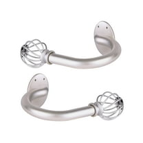 Kenney Fast Fit Easy Install Swindell Cage End Decorative Holdback Set for Curtains and Drapes, Brushed Nickel, Set of 2