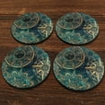 thumbnail image 2 of WIRESTER Drink Round Fabric Felt Neoprene Coasters Set of 4pcs, Teal Bohemian Flowers Compass, 2 of 4
