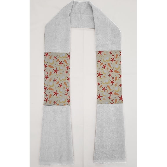 Beach Seaside Kitchen Towel Boa / Scarf by Penny's Needful Things (Towel Color: White) (Sandy Seashells)