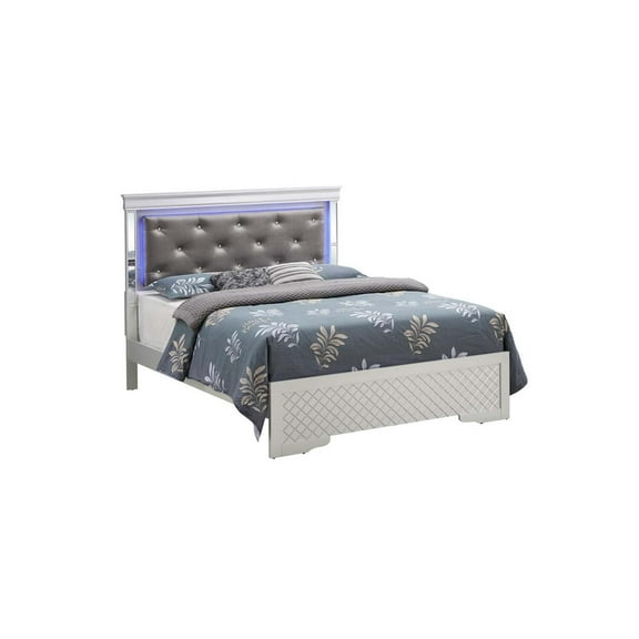 Glory Furniture Verona Wood King Size Bed Silver Champagne