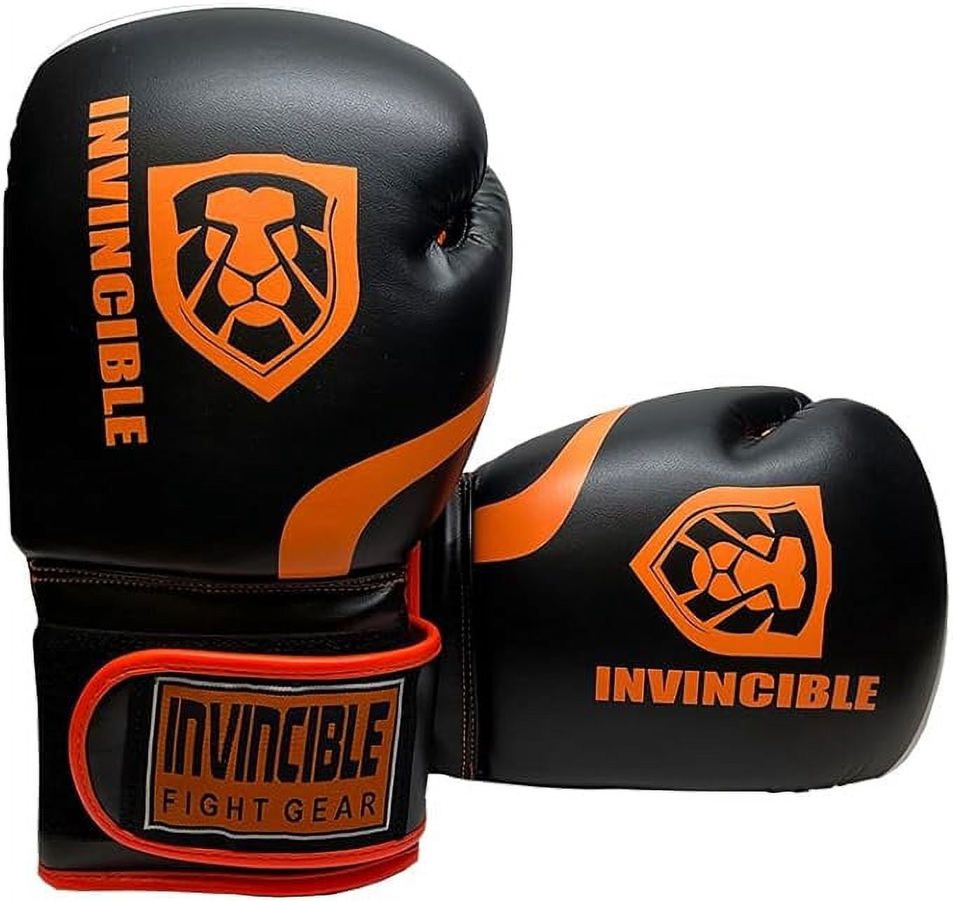 Invincible Fight Gear Standard Leather Hook and Loop Training Boxing Gloves in Ideal for Boxing, Kickboxing, Muay Thai, MMA for Men Women and Kids