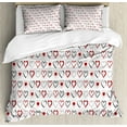 thumbnail image 1 of Love Duvet Cover Set Queen Size, Hand Drawn Style Doodle Hearts Valentines Day Romance Hipster Modern Pattern, Decorative 3 Piece Bedding Set with 2 Pillow Shams, Ruby Black White, by Ambesonne, 1 of 3