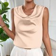 thumbnail image 2 of Women's Cowl Neck Camisole, Satin Tank Tops, Dressy Casual Sleeveless Blouse Shirts Camisoles for Women for Under Clothes Beige M, 2 of 7