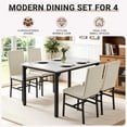 thumbnail image 4 of SYNGAR 5 Piece Dining Table Set for 4, Faux Marble Kitchen Table and 4 PU Leather Upholstered Chairs, Compact Dinette Set for Small Space, White, 4 of 8