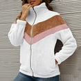 thumbnail image 4 of WREESH Womens Warm Lapel Coat Jacket Zipper Solid Splicing Long Sleeve Blouse Tops, 4 of 8