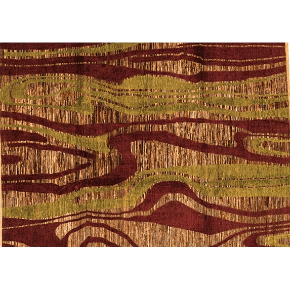 Ahgly Company Indoor Rectangle Abstract Orange Modern Area Rugs, 5' x 7'