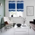 thumbnail image 4 of Blue Striped Kitchen Curtains Small Short 39 Inch Length, Farmhouse Blue White Stripes Grommet Top Bedroom Living Room Curtains, Light Filtering Cafe Curtain Drapes 2 Panels Set 55''x39'', 4 of 9