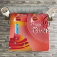 thumbnail image 3 of Ambesonne 65th Birthday Quilted Bedspread Set 3 Pcs, Birthday Cupcake Art, Queen Size, Orange Blue Red, 3 of 3