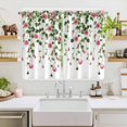 thumbnail image 2 of Pink Spring Floral Kitchen Curtains 72 Inch Length, Green Summer Botanical Grommet Top Bedroom Living Room Curtains, Light Filtering Cafe Curtain Drapes 2 Panels Set 104''x72'', 2 of 9