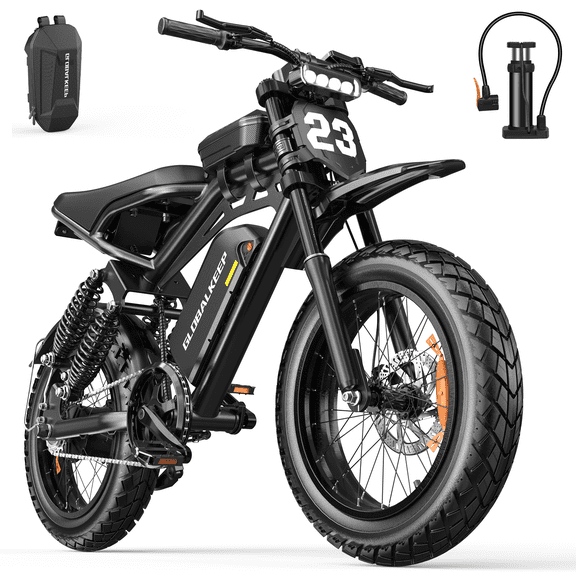 GlobalKeep 20"Fat Tire Electric Bike for Adults,Powerful Peak 1500W Motor,E-Mountain Bike with 48V17.5Ah Removable Battery,Dual Suspension & Dual Disc Brakes,UL2849.