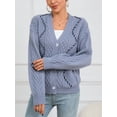 thumbnail image 4 of Charmo Women's Cable Knit Open Front Button Down Cardigan Sweater Long Sleeve Chunky Fall Sweater Outwear, 4 of 6
