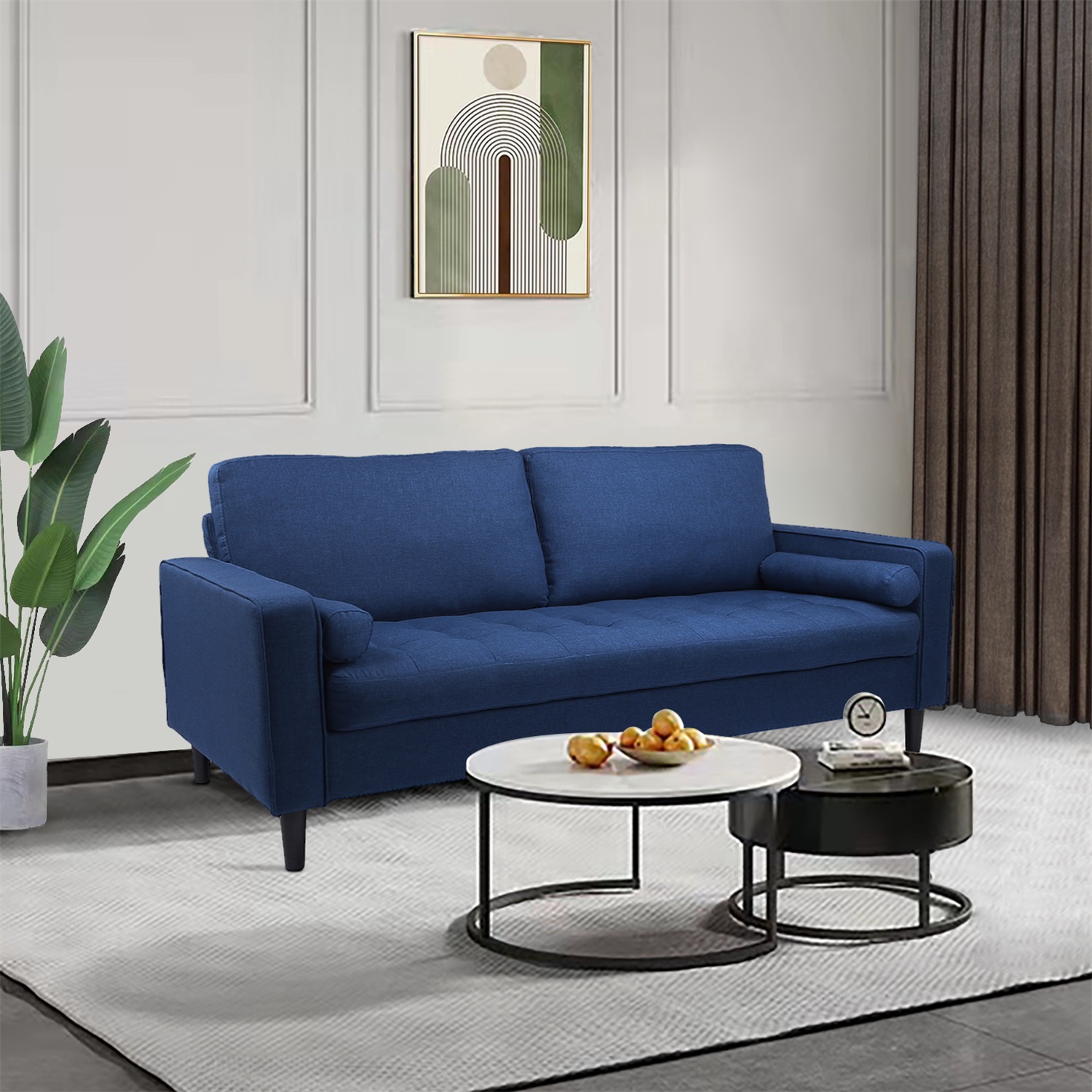 Kadyn 2pcs fabric Sofa Set, Modern fabric Sofa Bed, Upholstered Sofa Bed Couch for Bedroom, Navy Blue Kadyn 2pcs fabric Sofa Set, Modern fabric Sofa Bed, Upholstered Sofa Bed Couch for Bedroom, Navy Blue