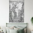 thumbnail image 3 of Wanderlust Decor Wall Hanging Tapestry, world map on old brick wall construction grunge antique stained abstract, Bedroom Living Room Dorm Accessories, 60 X 80 Inches, by Ambesonne, 3 of 5