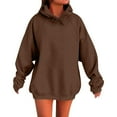 thumbnail image 2 of ITSAME Hoodie for Womens, Mid-Length Loose Fit Long Sleeve Casual Pullover Fashion Tops Coffee L, 2 of 5