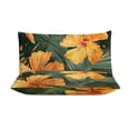 thumbnail image 3 of 3 Pcs Soft Bedding Set, Includes 1 Duvet Cover with Zipper And 2 Pillow,Shams Hawaiian Hibiscus Garden Orange Flowers King(102"×90"), 3 of 8