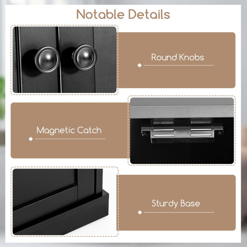 Finihen Kitchen Storage Cabinet, Buffet Sideboard, 72.5 Inches Tall Buffet Cabinet with 6-Tier Shelves and 4 Doors, for Dining Room, Kitchen, Living Room, Black Finihen Kitchen Storage Cabinet, Buffet Sideboard, 72.5 Inches Tall Buffet Cabinet with 6-Tier Shelves and 4 Doors, for Dining Room, Kitchen, Living Room, Black