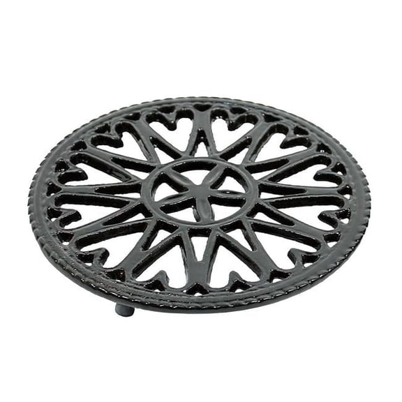 Mintueman-Achla  7 in. Sunburst Cast Iron Trivet, Enamel Black