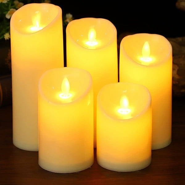 Jinswick Flame-Free LED Column Candle with Timer, Battery-Operated Plastic Large Decorative Electric Candle Light, Suitable for Halloween, Christmas, Wedding, Party Centerpiece Decoration