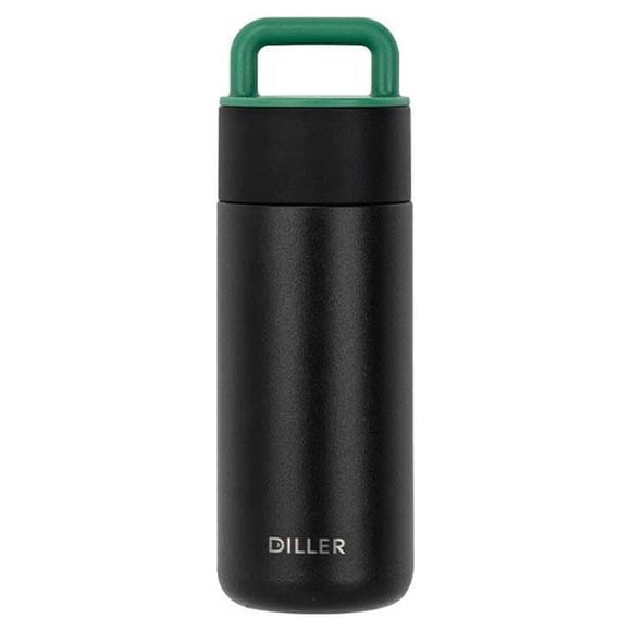 Inteprter Frasco de botella de agua con tapa de almacenamiento, lavable, con mango de boca ancha, esmerilado, de Color sólido, de repuesto al Teteras Negro 420ML