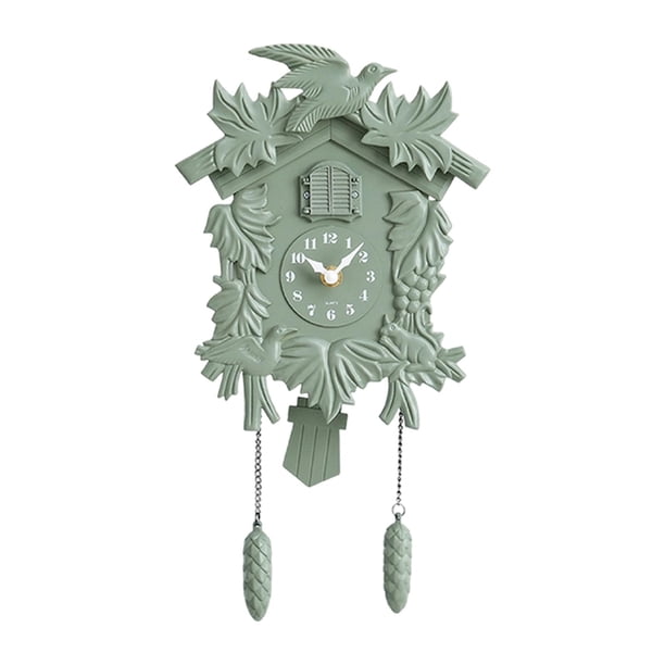 Reloj de pared contemporáneo con sonido de cuco, de plástico resistente, ideal para el dormitorio. Verde