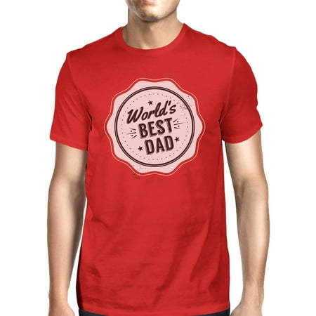 World's Best Dad Mens Red Crew Neck Cotton Shirt Perfect Dad