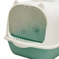 thumbnail image 4 of Toilette pour Chat à Capuche Détachable Réutilisable Portable Entièrement Fermée Vert Blanc, 4 of 8