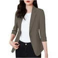 thumbnail image 1 of Veste de Complet Décontractée pour Femmes avec Col à Revers et devant Boutonné, Mélange Léger Polyester-Spandex, Longueur Régulière, Noir, P, 1 of 9