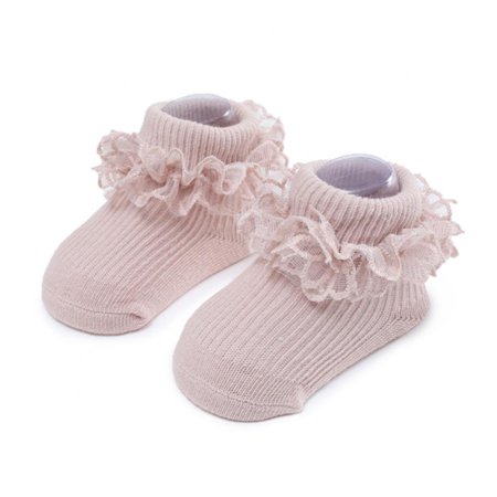 

Non Slip Toddler Socks with Ruffles Eyelet Frilly Socks for Baby Girls Infant Lace Grip Socks