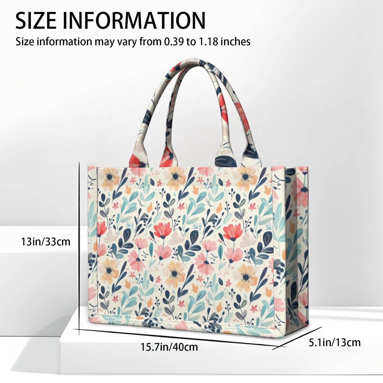 Large Capacity Tote Bag,Pioneer Flower Floral Print Pattern Handbag Fashion Luxury Tote Bag,15.7"x13"x 5.1" Inches,Laptop Compatible