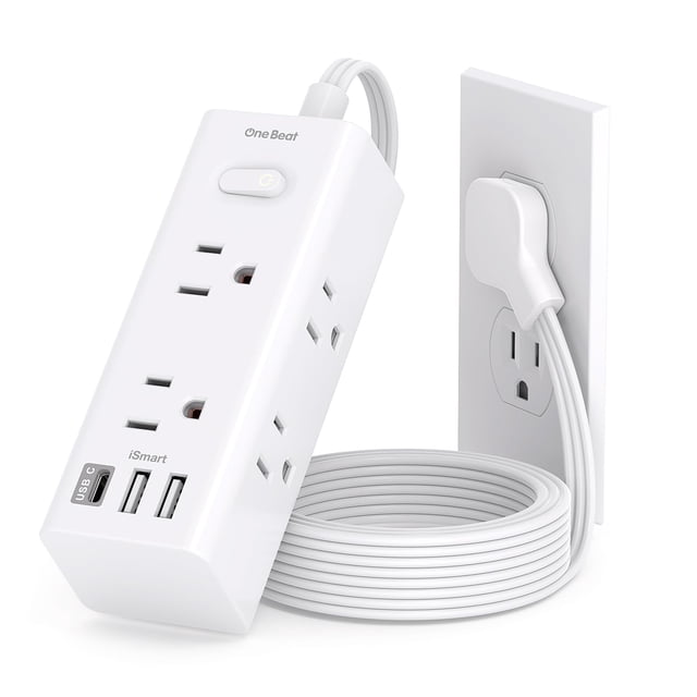 Power Strip One Beat de 6 salidas y 3 puertos USB de 1,5 m con protección contra sobretensiones