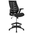 thumbnail image 3 of Emma + Oliver High Back Black Mesh Ergonomic Drafting Chair with Adjustable Flip-Up Arms, 3 of 13