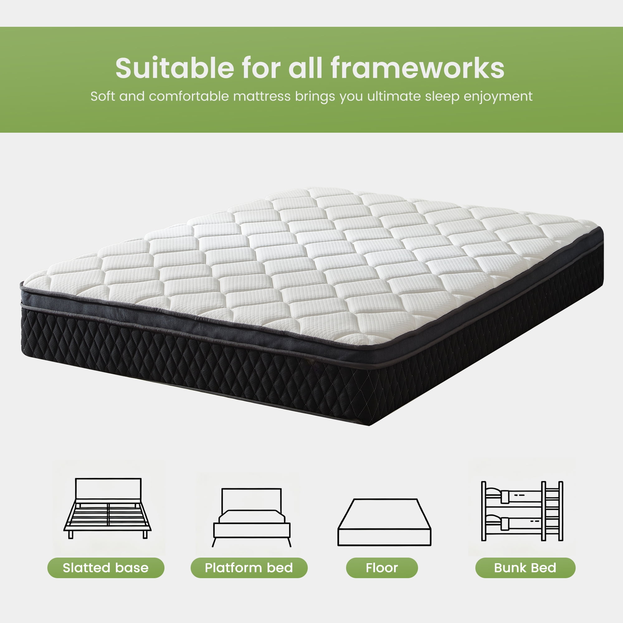 EDX 12 Inch Twin Mattress with Individually Pocketed Springs, Memory Foam Hybrid Mattress in a Box for Isolate Motion, CertiPUR-US Certified