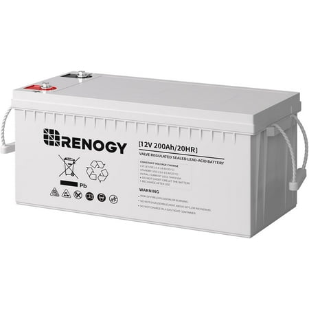 Renogy Deep Cycle AGM Battery 12 Volt 200Ah, 3% Self-Discharge Rate, 2000A Max Discharge Current, Safe Charge Most Home Appliances for RV, Camping, Cabin, Marine and Off-Grid System, Maintenance-Free