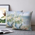 thumbnail image 2 of Pillow Covers 18x18 Set of 2, Coastal Floral Throw Pillow Covers Decorative Couch Cushion Cover, Summer Beach Starfish Seashells Ocean Microfiber Soft Square Pillowcases for Bedroom Living Room Sofa, 2 of 9