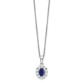 thumbnail image 2 of Auriga Fine Jewelry 14K White Gold 7x5 mm Lab Grown Diamond and Blue Sapphire Pendant Necklace for Women 18", 2 of 6