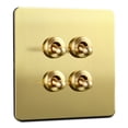 thumbnail image 5 of Toggle Light Rocker Switch 1/2 Way Retro brass Plate Lever 86 type Toggle switch 4 Gang, 5 of 9