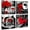 red-01, variant on Black and White Wall Art Canvas Prints Minimalist Wall Decor Line Art for Couples Bedroom Decor Modern Home Bedroom Living Room Abstract Decorations 12" W x 12" H 4 Pieces