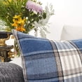 thumbnail image 6 of Retro Farmhouse Outdoor Buffalo Tartan Chequer Plaid Cotton Linen Decorative Throw Pillow Case Cushion Cover Pillowcase for Sofa 18 x 18 Inch,Set of 2,Blue/Stripe, 6 of 6