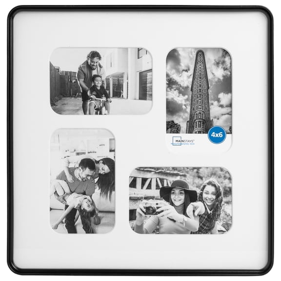 Mainstays – 4x6 Multi Opening Picture Frame – Black Rounded 4 Opening Collage Photo Frame