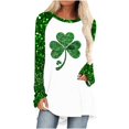 thumbnail image 1 of Plebaso Hauts pour Femmes de la Saint-Patrick Blouses à Col Rond Trèfle Imprimé Manches Longues T-Shirts Décontractés pour Femmes, 1 of 4