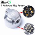 thumbnail image 1 of 12v 7 Pin Round Plug Female Metal Trailer Socket Adapter Waterproof Trailer Towbar Connector For Trailer, 1 of 1