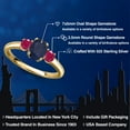 thumbnail image 2 of Gem Stone King 18K Yellow Gold Plated Silver Blue Sapphire and Red Ruby Engagement Ring for Women | 1.50 Cttw | Oval 7X5MM | Gemstone September Birthstone | Size 7, 2 of 6