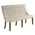 thumbnail image 4 of 7pc Walnut Wood Dining Set with Extendable Table + Beige Linen Chairs + Bench, 4 of 7