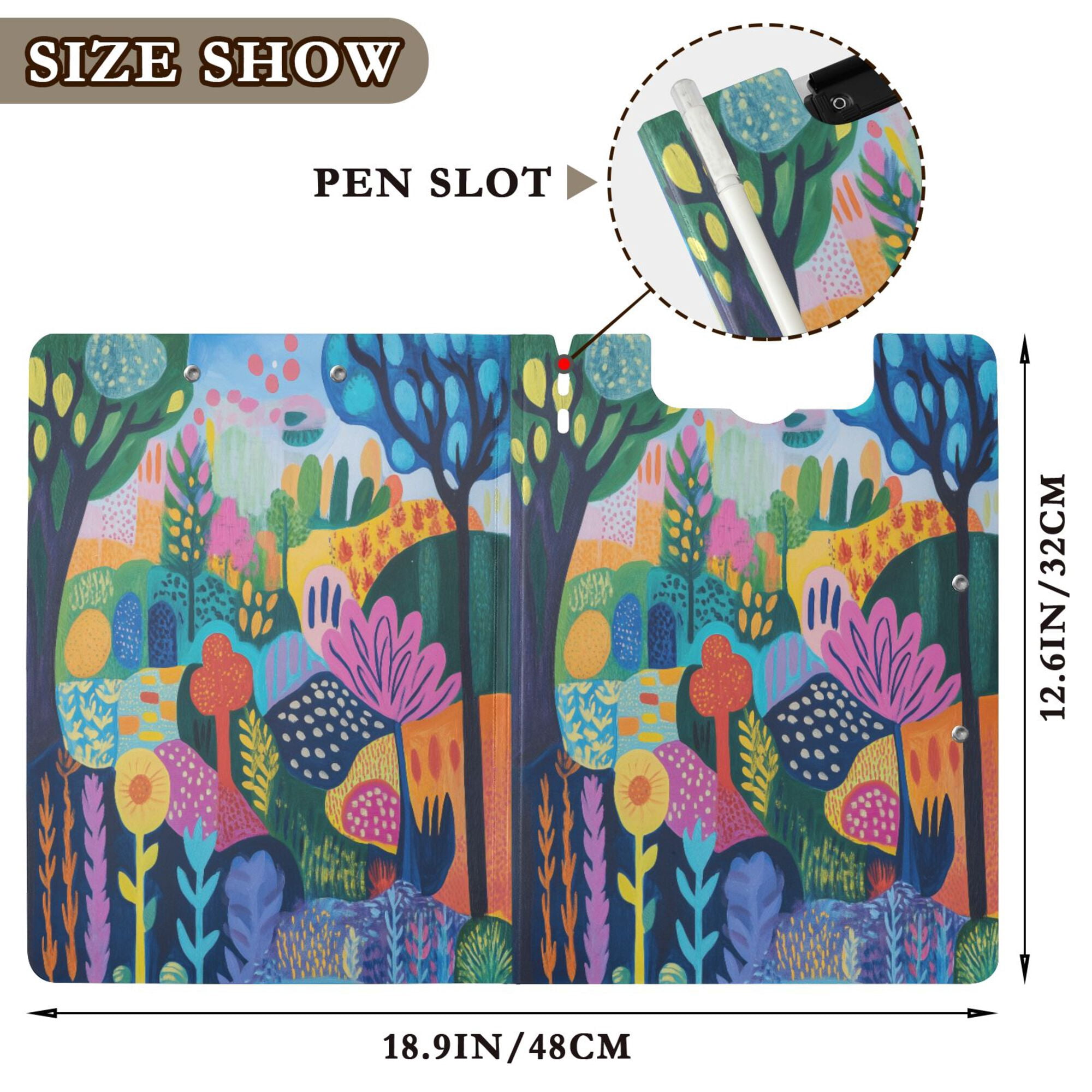 FORMRS A4 Clipboard Folder with Pen Holder Horizontal Foldable School Office Binder, Art Plants