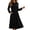 #H-Black, variant on ZHYou Women's Long Sleeve Midi Dresses A-Line Crew Neck Loose Casual Pleated Dresses With Side Pockets,Wine,Size M
