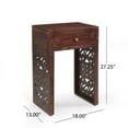 thumbnail image 6 of Traditional Handcrafted End Table with Storage Drawer Wood-Look Mango Wood Living Room Bedroom Compact 18x13x27.25 Inches Sophisticated Design, 6 of 9